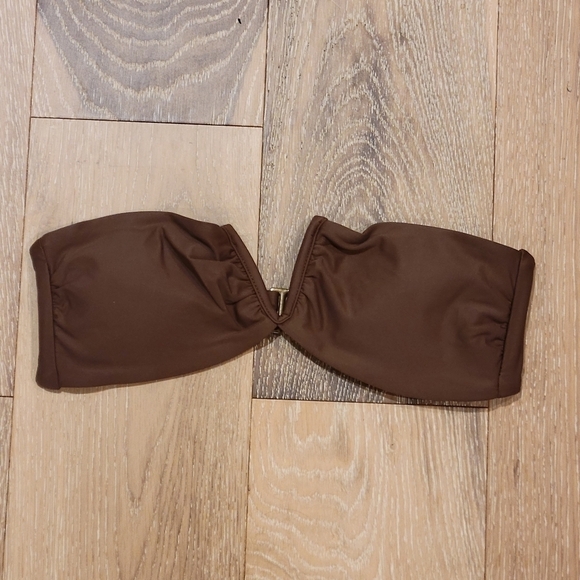 Andie Swim Espresso Brown Bandeau Padded Scala bikini top size S NWT - Picture 3 of 9